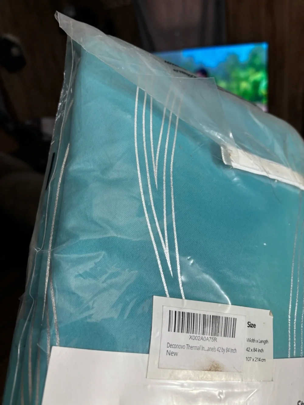NWT Deconovo Striped Foil Printed Blackout Curtains - Teal